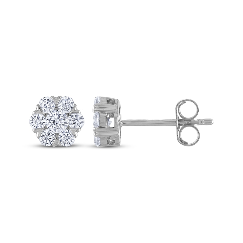 Main Image 3 of THE LEO Diamond Flower Stud Earrings 1/2 ct tw 14K White Gold