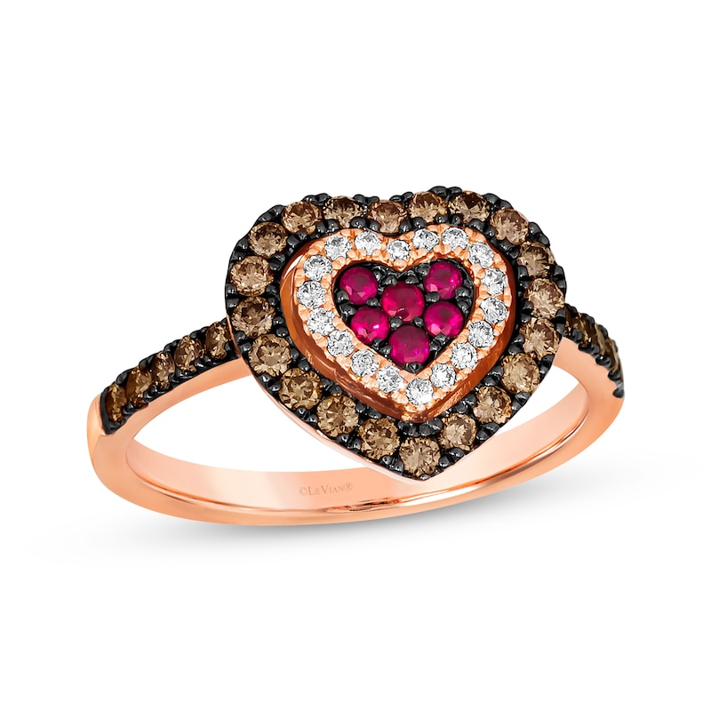 Main Image 1 of Godiva x Le Vian Ruby & Diamond Ring 5/8 ct tw 14K Strawberry Gold