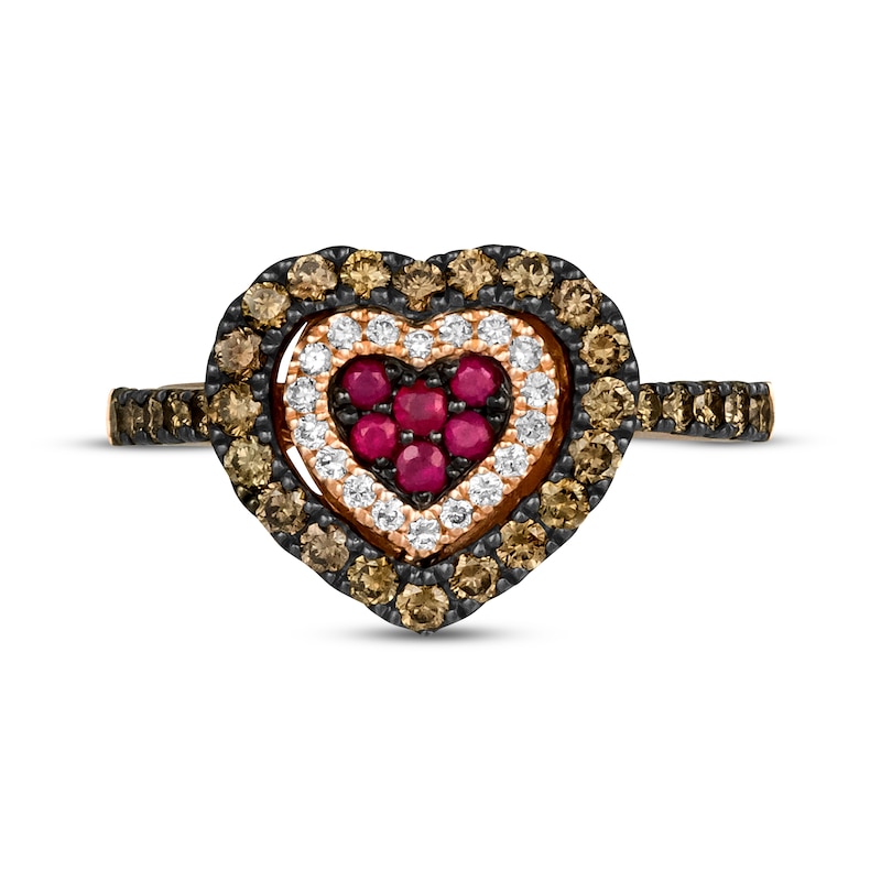 Main Image 4 of Godiva x Le Vian Ruby & Diamond Ring 5/8 ct tw 14K Strawberry Gold
