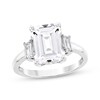 Emerald-Cut White Lab-Created Sapphire Three-Stone "Vacation" Ring Sterling Silver