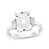 Thumbnail Image 0 of Emerald-Cut White Lab-Created Sapphire Three-Stone "Vacation" Ring Sterling Silver