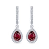 Thumbnail Image 2 of Pear-Shaped Lab-Created Ruby & White Lab-Created Sapphire Dangle Hoop Earrings Sterling Silver