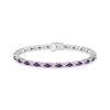 Thumbnail Image 0 of Amethyst & White Lab-Created Sapphire Link Bracelet Sterling Silver 7.25"