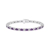 Thumbnail Image 1 of Amethyst & White Lab-Created Sapphire Link Bracelet Sterling Silver 7.25&quot;