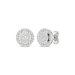 Lab-Created Diamonds by KAY Circle Halo Stud Earrings 1/2 ct tw 10K White Gold