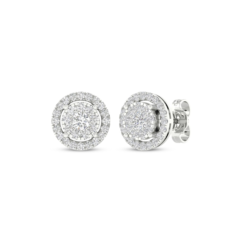 Main Image 1 of KAY Lab-Grown Diamonds Circle Halo Stud Earrings 1/2 ct tw 10K White Gold