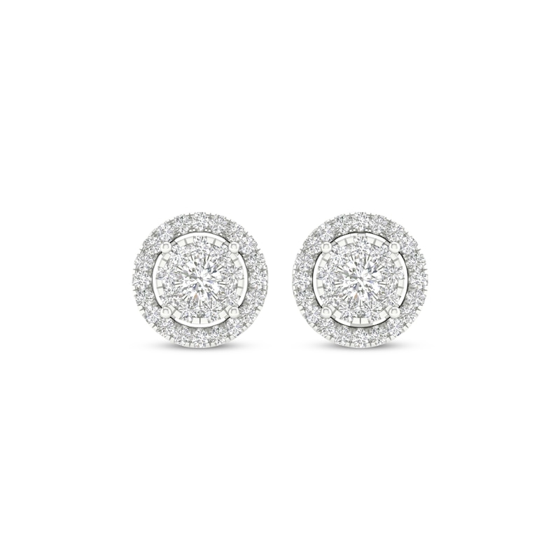 Lab-Created Diamonds by KAY Circle Halo Stud Earrings 1/2 ct tw 10K White Gold