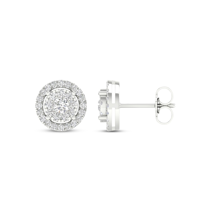 Main Image 3 of KAY Lab-Grown Diamonds Circle Halo Stud Earrings 1/2 ct tw 10K White Gold