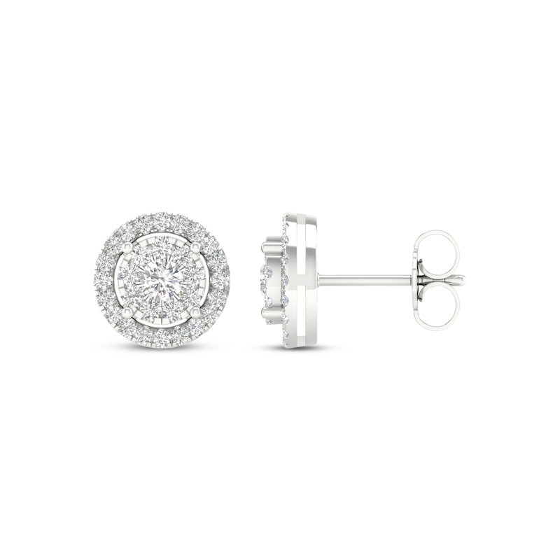 Lab-Created Diamonds by KAY Circle Halo Stud Earrings 1/2 ct tw 10K White Gold