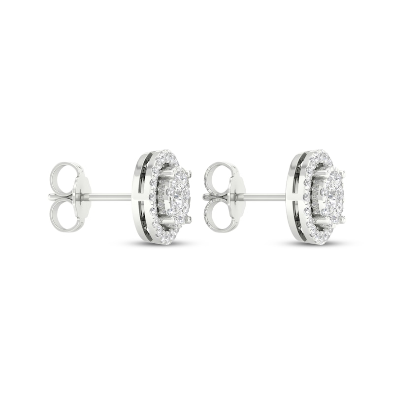 Main Image 4 of KAY Lab-Grown Diamonds Circle Halo Stud Earrings 1/2 ct tw 10K White Gold