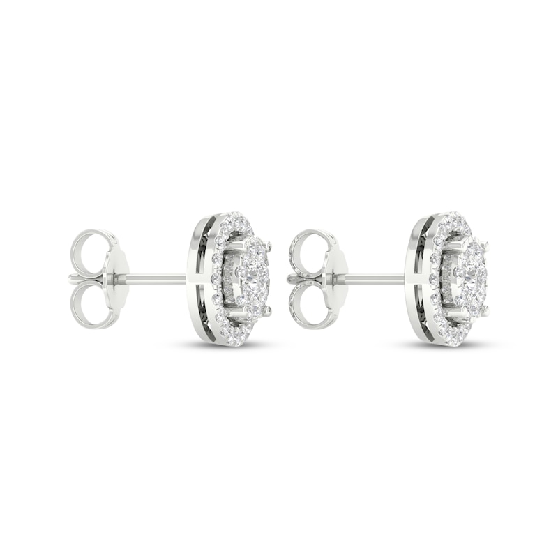 Lab-Created Diamonds by KAY Circle Halo Stud Earrings 1/2 ct tw 10K White Gold