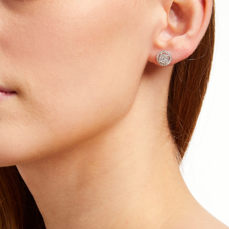 Main Image 5 of KAY Lab-Grown Diamonds Circle Halo Stud Earrings 1/2 ct tw 10K White Gold