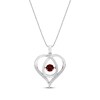 Thumbnail Image 0 of Unstoppable Love Garnet & White Lab-Created Sapphire Heart Loop Necklace Sterling Silver 18"