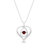 Thumbnail Image 1 of Unstoppable Love Garnet & White Lab-Created Sapphire Heart Loop Necklace Sterling Silver 18&quot;