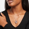 Thumbnail Image 3 of Unstoppable Love Garnet & White Lab-Created Sapphire Heart Loop Necklace Sterling Silver 18&quot;