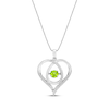 Thumbnail Image 0 of Unstoppable Love Peridot & White Lab-Created Sapphire Heart Loop Necklace Sterling Silver 18"