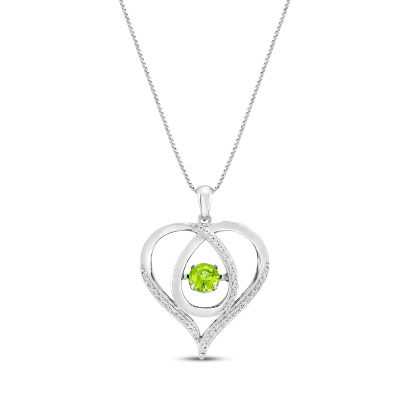 Unstoppable Love Peridot & White Lab-Created Sapphire Heart Loop Necklace Sterling Silver 18"