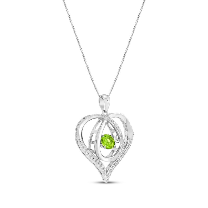 Unstoppable Love Peridot & White Lab-Created Sapphire Heart Loop Necklace Sterling Silver 18"
