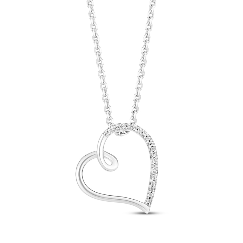 Main Image 1 of Hallmark Diamonds Tilted Looping Heart Necklace 1/20 ct tw Sterling Silver 18&quot;