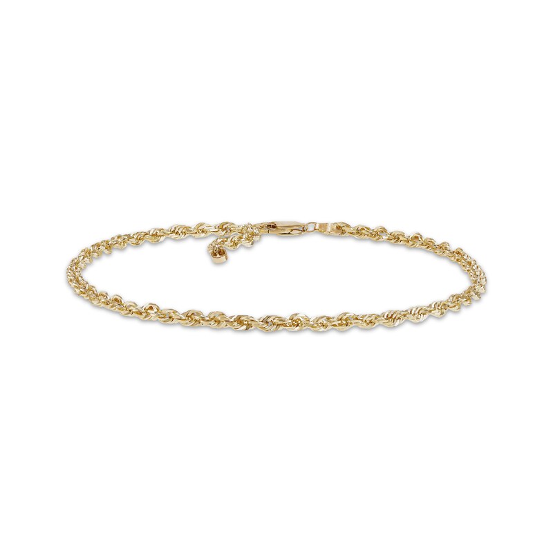 Solid Glitter Rope Chain Anklet 2.4mm 14K Yellow Gold 10" Kay