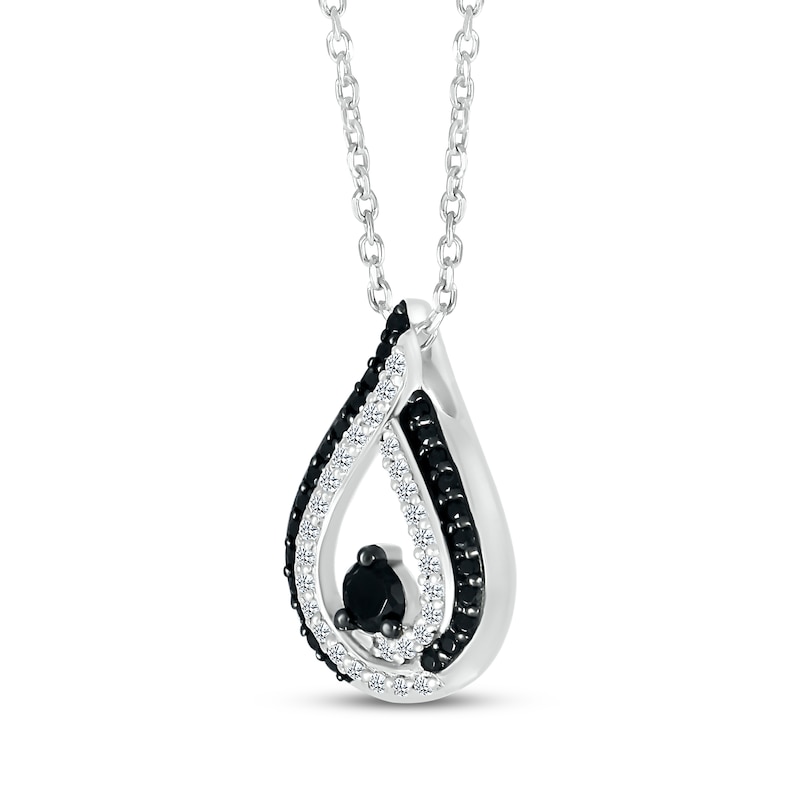 Main Image 2 of Black & White Diamond Teardrop Necklace 1/3 ct tw 10K White Gold 18&quot;