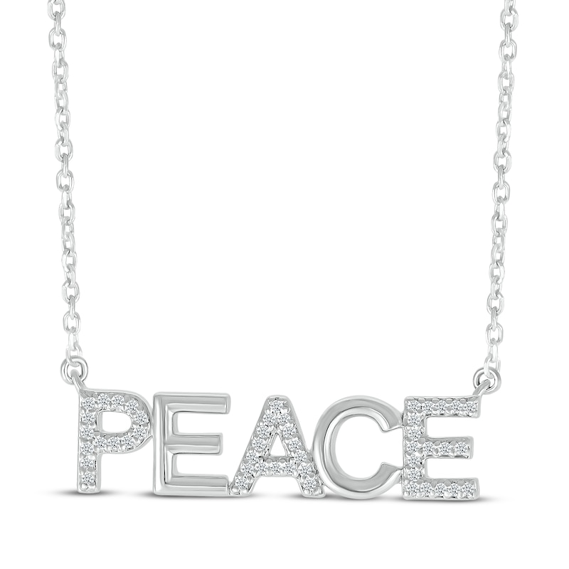 Main Image 1 of Diamond &quot;Peace&quot; Necklace 1/15 ct tw Sterling Silver 18&quot;