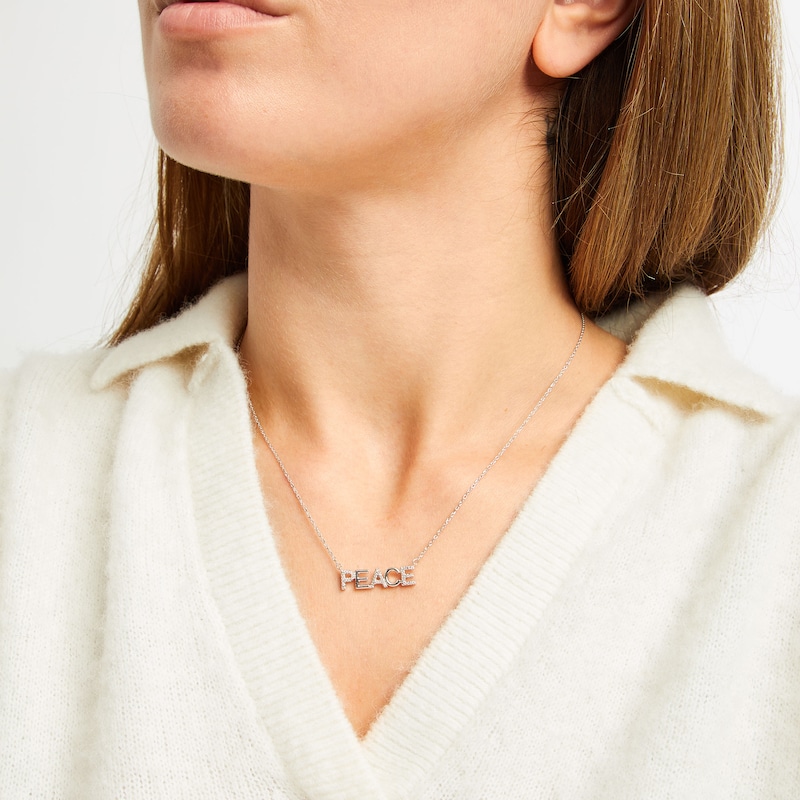 Main Image 3 of Diamond &quot;Peace&quot; Necklace 1/15 ct tw Sterling Silver 18&quot;