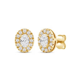 KAY Lab-Grown Diamonds Oval-Cut Halo Stud Earrings 3/4 ct tw 10K Yellow Gold