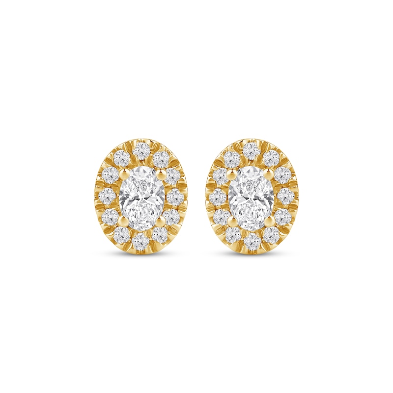 Lab-Created Diamonds by KAY Oval-Cut Halo Stud Earrings 3/4 ct tw 10K Yellow Gold
