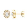 Thumbnail Image 2 of Lab-Created Diamonds by KAY Oval-Cut Halo Stud Earrings 3/4 ct tw 10K Yellow Gold