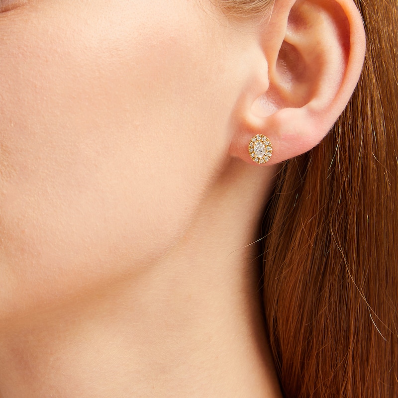 Main Image 4 of KAY Lab-Grown Diamonds Oval-Cut Halo Stud Earrings 3/4 ct tw 10K Yellow Gold