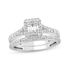 Thumbnail Image 1 of Now + Forever Baguette & Round-Cut Multi-Diamond Halo Engagement Ring 1/3 ct tw 10K White Gold