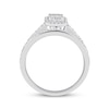 Thumbnail Image 3 of Now + Forever Baguette & Round-Cut Multi-Diamond Halo Engagement Ring 1/3 ct tw 10K White Gold