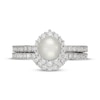 Thumbnail Image 3 of Neil Lane Akoya Cultured Pearl & Diamond Halo Bridal Set 5/8 ct tw 14K White Gold