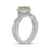 Thumbnail Image 2 of Neil Lane Pear-Shaped Green Quartz & Diamond Halo Bridal Set 1/2 ct tw 14K White Gold