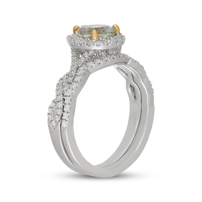 Main Image 2 of Neil Lane Pear-Shaped Green Quartz & Diamond Halo Bridal Set 1/2 ct tw 14K White Gold