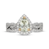 Thumbnail Image 3 of Neil Lane Pear-Shaped Green Quartz & Diamond Halo Bridal Set 1/2 ct tw 14K White Gold