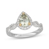 Thumbnail Image 4 of Neil Lane Pear-Shaped Green Quartz & Diamond Halo Engagement Ring 3/8 ct tw 14K White Gold