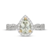 Thumbnail Image 6 of Neil Lane Pear-Shaped Green Quartz & Diamond Halo Engagement Ring 3/8 ct tw 14K White Gold
