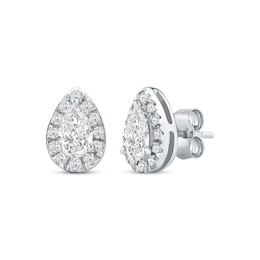 KAY Lab-Grown Diamonds Pear-Shaped Halo Stud Earrings 3/4 ct tw 10K White Gold