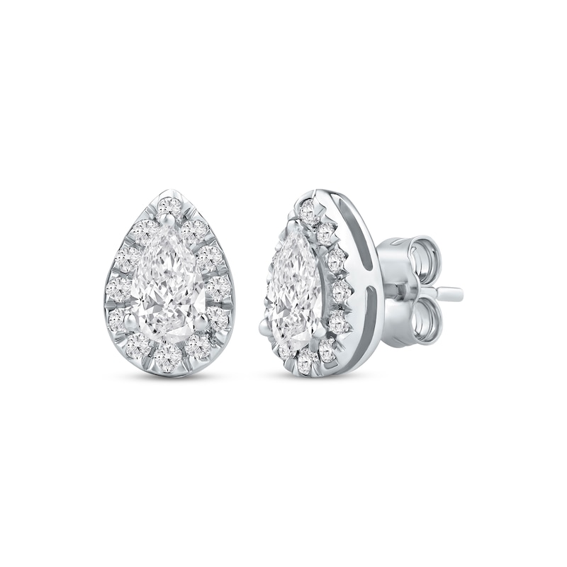 Lab-Created Diamonds by KAY Pear-Shaped Halo Stud Earrings 3/4 ct tw 10K White Gold