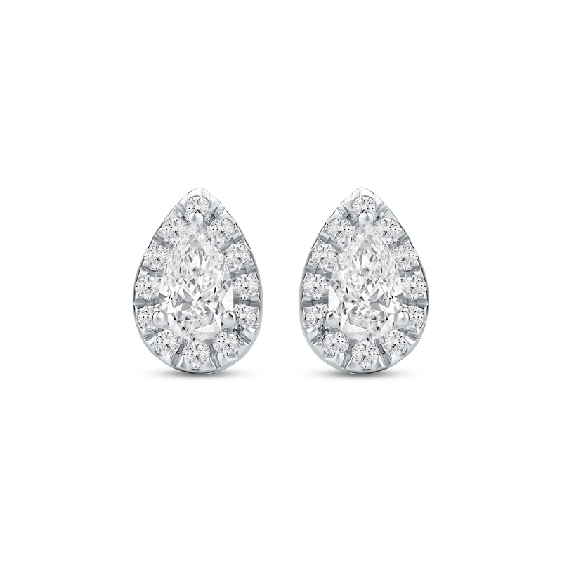 Lab-Created Diamonds by KAY Pear-Shaped Halo Stud Earrings 3/4 ct tw 10K White Gold