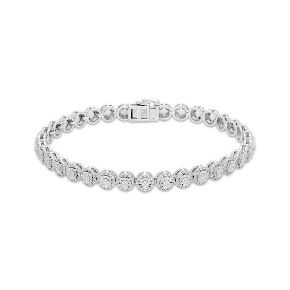 Diamond Halo Line Bracelet 1/2 ct tw Sterling Silver 7"