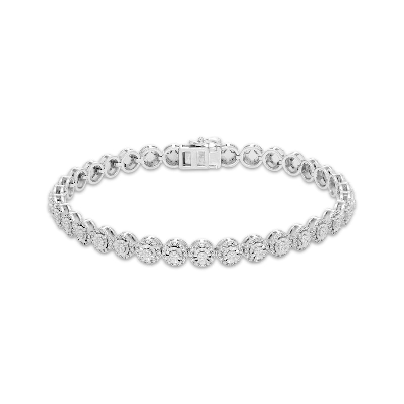 Diamond Halo Line Bracelet 1/2 ct tw Sterling Silver 7"