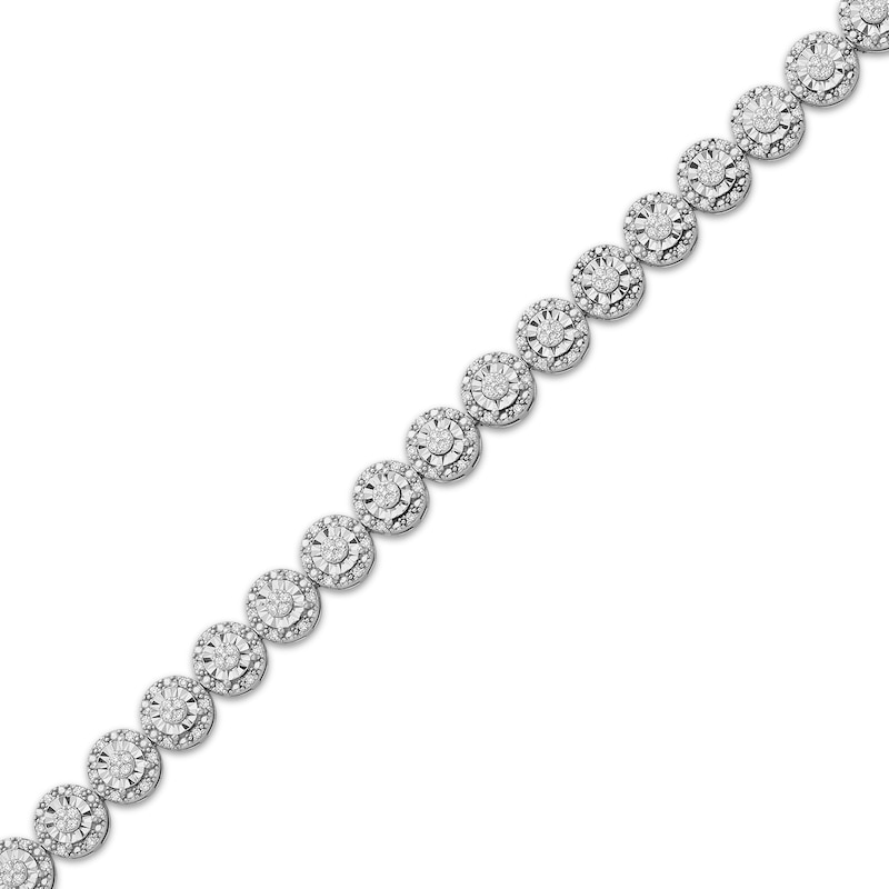 Diamond Halo Line Bracelet 1/2 ct tw Sterling Silver 7"
