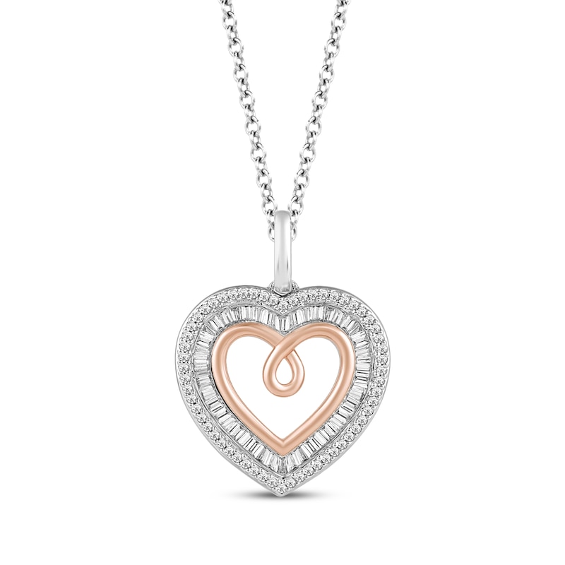 Main Image 1 of Hallmark Diamonds Heart Necklace 1/2 ct tw Sterling Silver & 10K Rose Gold 18&quot;