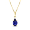 Thumbnail Image 0 of Oval-Cut Blue Lab-Created Sapphire & Diamond Necklace 1/20 ct tw 10K Yellow Gold