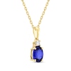 Thumbnail Image 1 of Oval-Cut Blue Lab-Created Sapphire & Diamond Necklace 1/20 ct tw 10K Yellow Gold