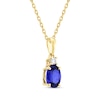 Thumbnail Image 2 of Oval-Cut Blue Lab-Created Sapphire & Diamond Necklace 1/20 ct tw 10K Yellow Gold