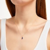 Thumbnail Image 3 of Oval-Cut Blue Lab-Created Sapphire & Diamond Necklace 1/20 ct tw 10K Yellow Gold